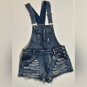 Highway Jeans Sz 5 Overalls Women’s Blue Denim Five pockets  Adjustable straps